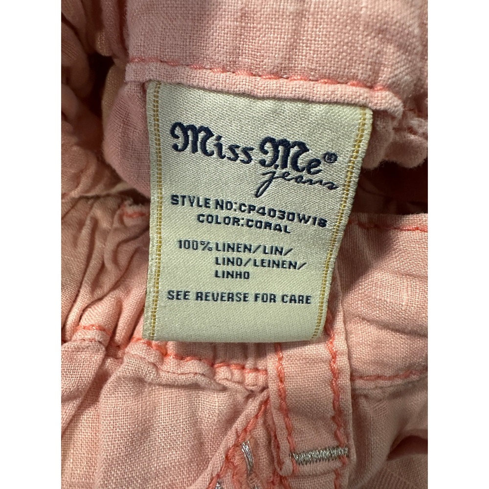 Miss Me Cargo 100% Linen Wide Leg Trouser Pants Coral Pink Small Lagonlook Beach - Picture 10 of 16